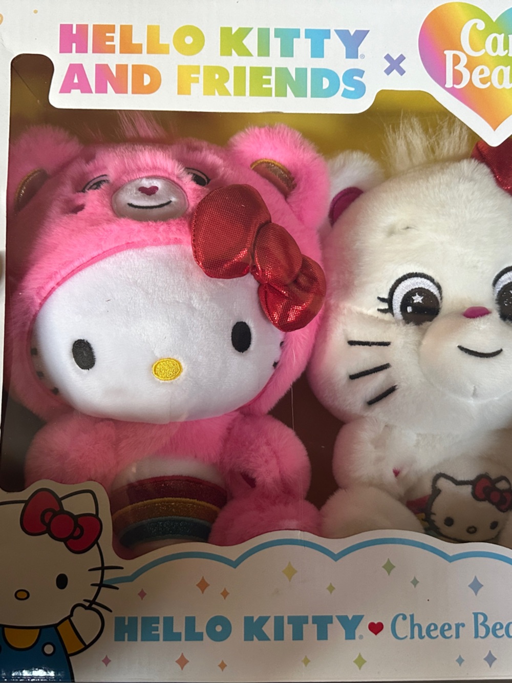 Hello Kitty Pink & Care Bears Plush Set new in box